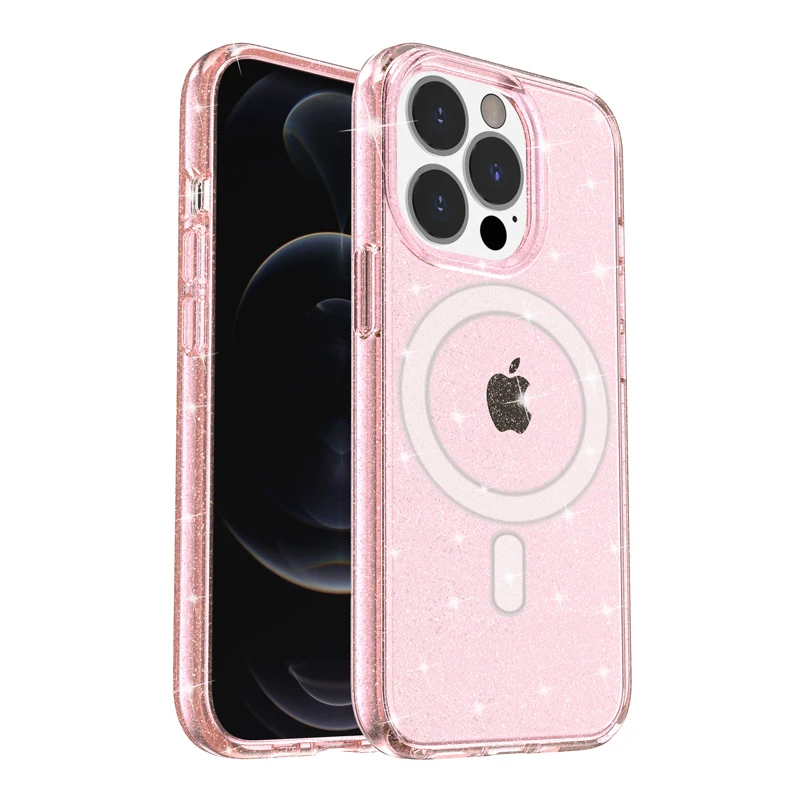 Magnetic Case For Iphone 13 Pro Max 12 Mini 11 13pro 12pro Iphone13 Original Luxury Brand Magnet Glitter Clear Cover Pink Gold Phone Case Covers Aliexpress