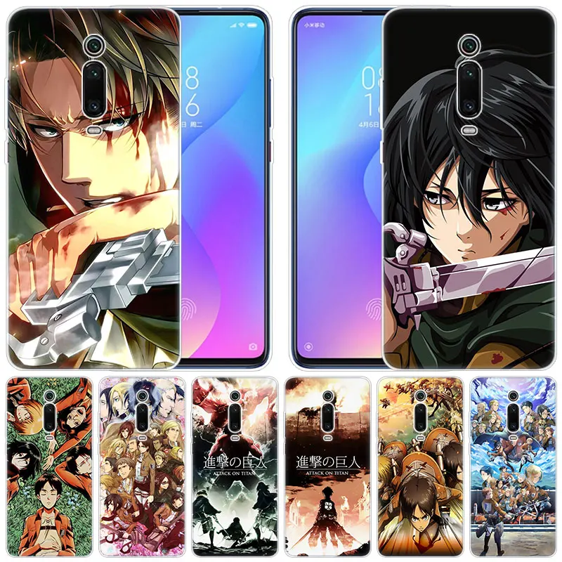 luxury Soft Silicone Case Anime attack on Titan for Xiaomi Pocophone F1 Mi 9T Pro CC9 CC9E 9 9SE 8 A3 A2 Lite A1 5X 6X Mix3 Play | Мобильные