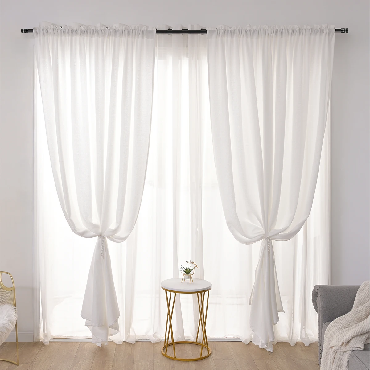 

Solid White Tulle Sheer Window Curtains for Living Room Valance Fabric Drapes Bedroom Curtain rideaux pour le salon шторы D30