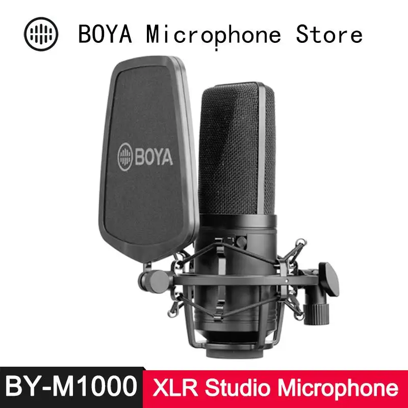 

BOYA BY-M1000 Condenser Microphone Large Diaphragm 3 Polar Patterns for Singer Songwriter Podcaster Voiceover Artist Studio Mic