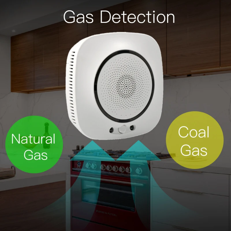 Чувствительный датчик дыма Tuya Smart App дистанционное управление AC100-240V WiFi умный детектор утечки газа умный дом охранник