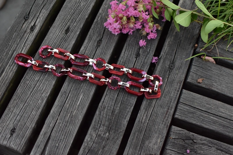 red gold clasp Модный смешанный дизайн акриловый ремешок для сумки супер шикарные дамские Наплечные ремни для сумок легкие подходящие для девушек сумки через плечо - Цвет: red gold clasp