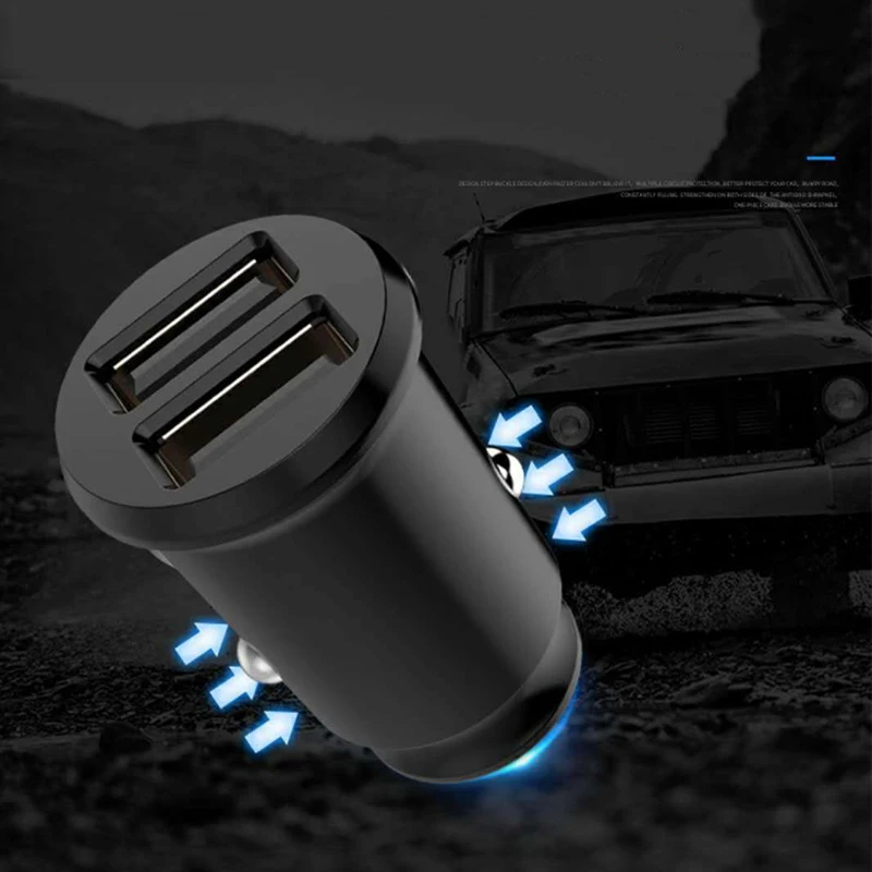 

1pc Mini Dual USB 12V Car C-harger 3.1A Fast Charging 2 Port USB Phone Quick Charger Auto USB Socket Adapter Accessory