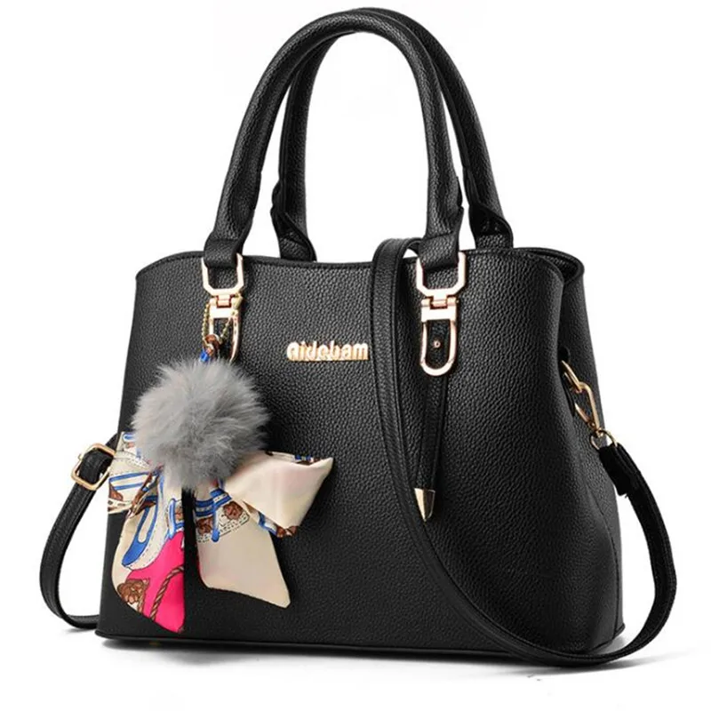 Новые сумки для женщин меховая лента с помпонами дизайнерская сумка с бантом женские кожаные сумки через плечо