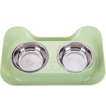 

Creative Double Bowl Pet Feeding Drinking Bowls Cat Water Feeder Pet Tray Pet Bowls