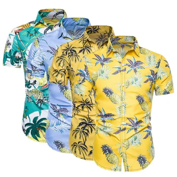 

Dihope Men's Fashion Print Shirts Casual Button Short Sleeve Hawaiian Beach Holiday Slim Fit Party Men Streetwear Shirts Tops