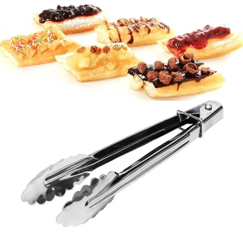 1pcs Stainless Steel Salad Tongs BBQ Kitchen Cooking Food Serving