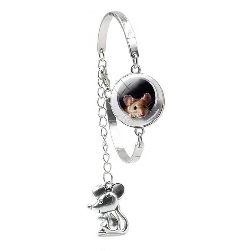 Hot! 1pcs 2020 Handmade New Ladies Bracelet Cute Cartoon Mouse Pendant Painting Glass Convex Girl Gift Jewelry | Украшения и