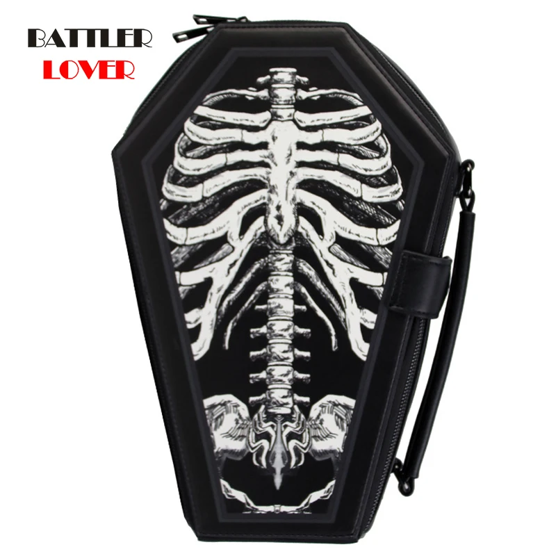 Skull Cross Shoulder Bags Gothic Women Punk Cosplay Handbags Messenger Crossbody Bag Ladies Halloween Top-Handle Back Pack