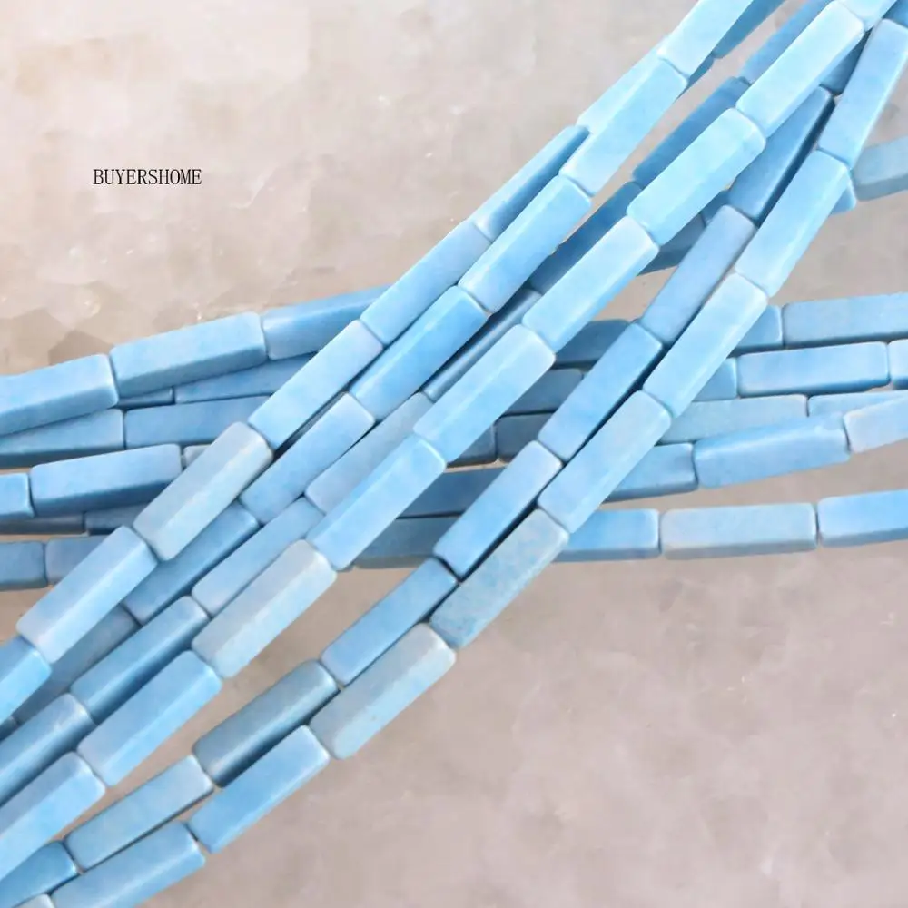 

Fit Jewelry Making Neckalces Bracelets Natural Stone 8x2MM Rectangle Light Blue Onyx Loose Beads String 15.5"(47 beads) A041
