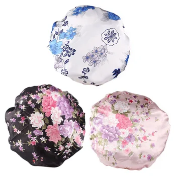 

3pcs Bonnet Printing Wide Edge Nightcap Sleeping Cap Chemotherapy Cap for Women Lady