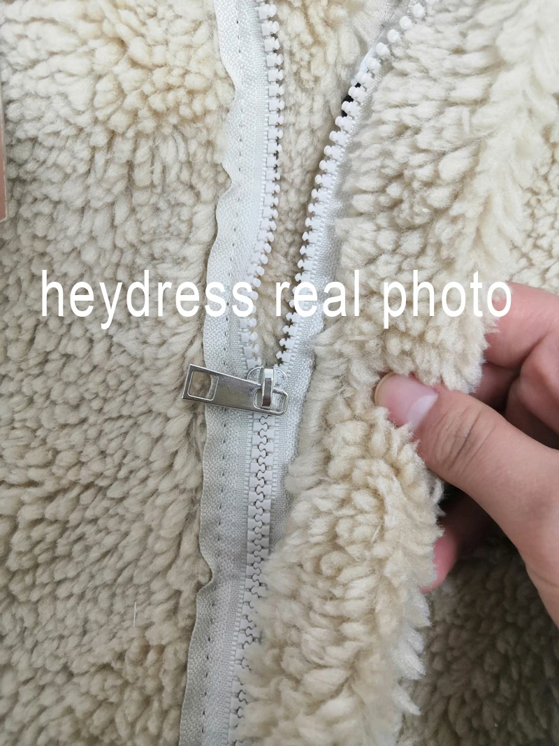 Heydress, Осень-зима, женское однотонное пальто из овчины с мехом ягненка, Женская куртка из зернистой овчины, Женская Повседневная теплая верхняя одежда
