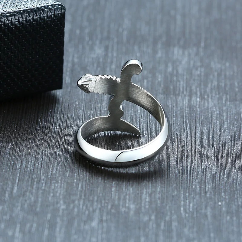Мужское кольцо из нержавеющей стали ZORCVENS уникальное кинжал серебристого цвета - Фото №1