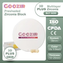 

Goozir 16 Classic Color 3D Plus Multilayer Zirconia Block Disc for Laboratorio 53% 700Mpa to 1050Mpa Zirconia Blank