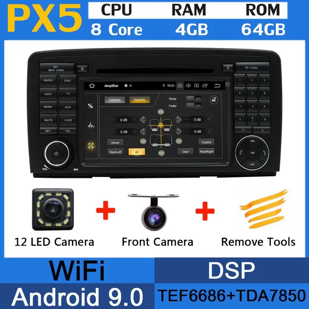 PX5 PX6 Восьмиядерный Android 9,0 4+ 64G usb× 5 автомобильный DVD для Mercedes Benz R Class W251/R280/R300/R320/R350/R500 2006- автомобильный Радио gps - Цвет: PX5