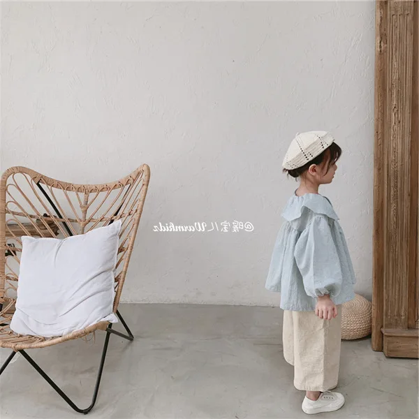 Girls Corduroy Wide Leg Pants Calf-length Pants Autumn New Children Cotton Casual Loose Trousers Toddler Kids Clothing