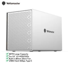 

Yottamaster PS500C3 5 Bay 2.5 3.5 USB3.1 Type-C Gen1Max 80TB Personal Storage External Hard Drive Case SATA 3.0 HDD/SSD housing