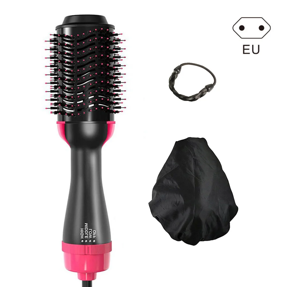 eu plug set Один шаг фен расческа объемный щетка выпрямитель бигуди+ крышка сна+ 2 шт. парик веревка HB88 - Цвет: eu plug set