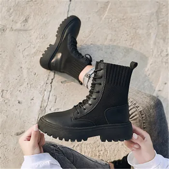 

2020Women Ankle boots Martin Boots Autumn Winter New Leisure Thick bottom Boots Women Thick Bottom Slip-proof Martin boots