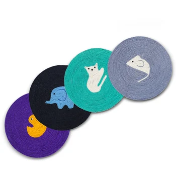 

Round Pet Cat Scratch Board Mat Natural Sisal Hemp Eco-Friendly Cat Grinding Nails Interactive Toys for Small Medium Cats