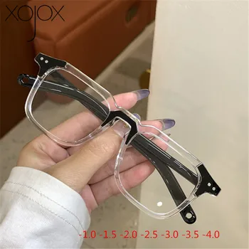

XojoX -1.0-1.5 -2-2.5-3-3.5 Finished Myopia Glasses Women Men Fashion Short-sighted Black Clear Glasses with diopters minus -4