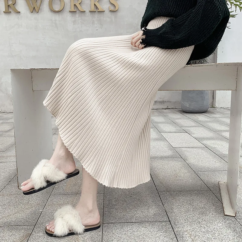 Женская шикарная уютная плиссированная вязанная Расклешенная юбка миди на ощупь