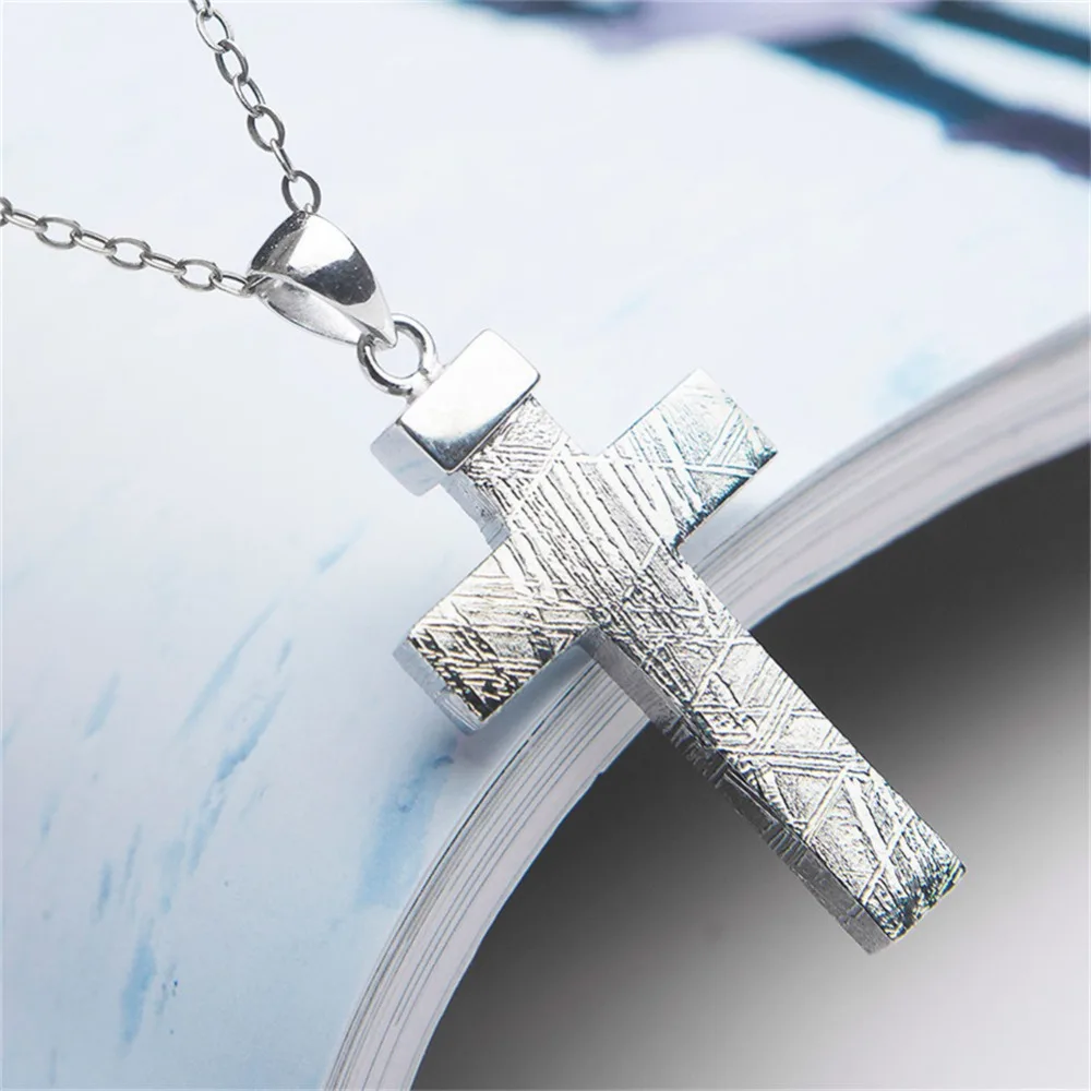 Natural Gibeon Iron Meteorite Cross Shape Necklace (4)