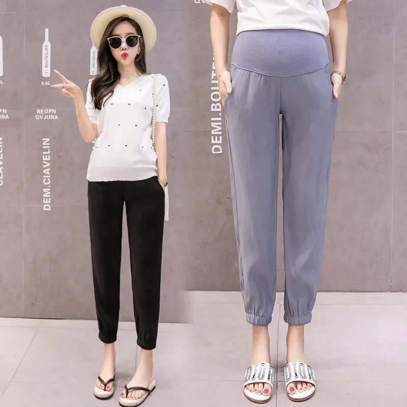 

2019 Pregnant Women Pants Summer Thin Section Liangsi Capri Pants Pregnant Women Breathable Casual Maternity Pants