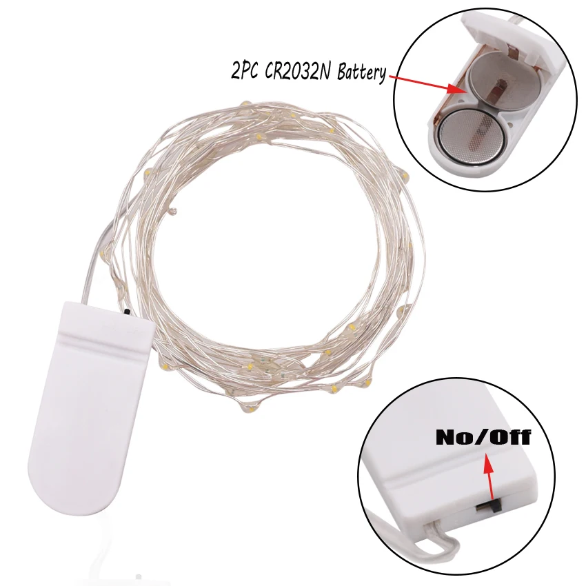 LED String Light Copper Wire Fariy Light, Battery Operated Garland Decoration Lights 2M 20LED 4M 40LED Wedding Christmas Light