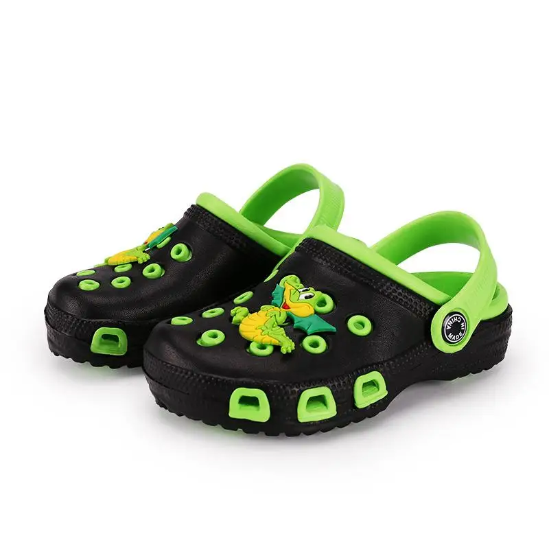 Летняя детская обувь, дышащие детские сандалии, пляжные сандалии для мальчиков и девочек, уличные сабо, тапочки на плоской подошве, сандалии с отверстиями для отдыха - Цвет: Зеленый