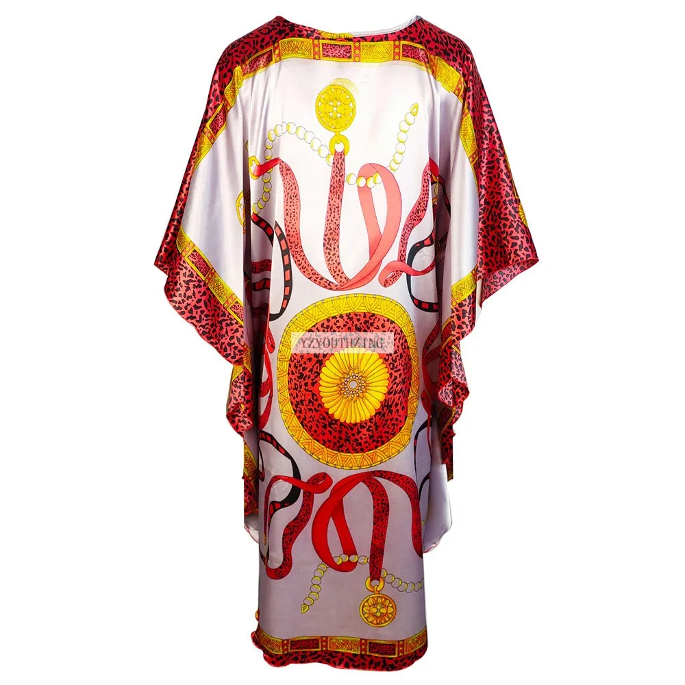 Chinese Vintage Print Lady Robe Dress Nightgown Summer Nightdress Sleepwear Women Satin Rayon Nightwear Bath Gown One Size