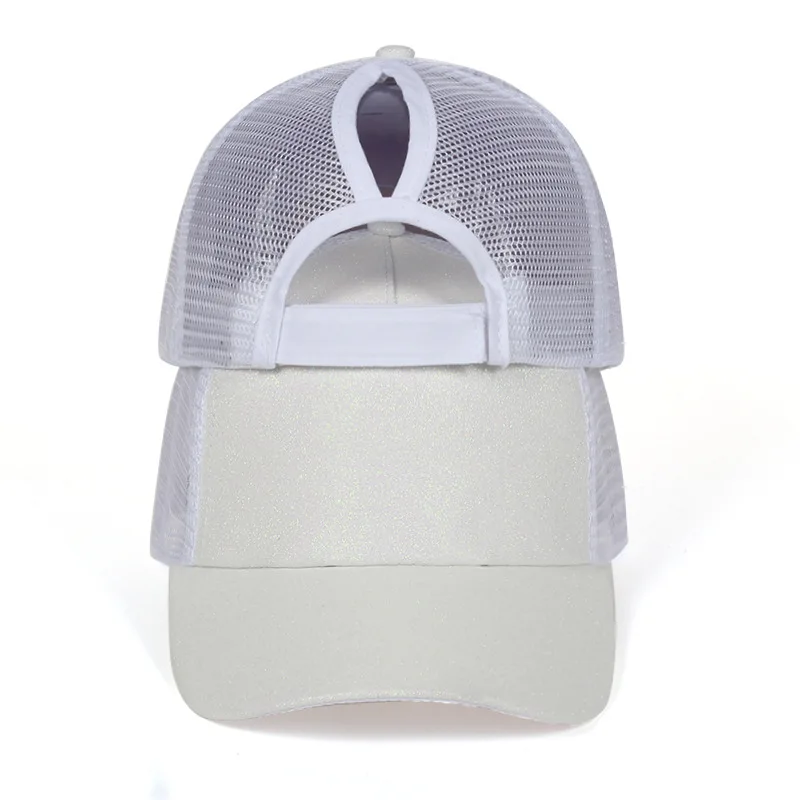 Новая летняя сетчатая Кепка с хвостом бейсболки женские Bun Snapback сетчатые шляпы повседневные подходят для спорта на открытом воздухе для верховой езды с блестками