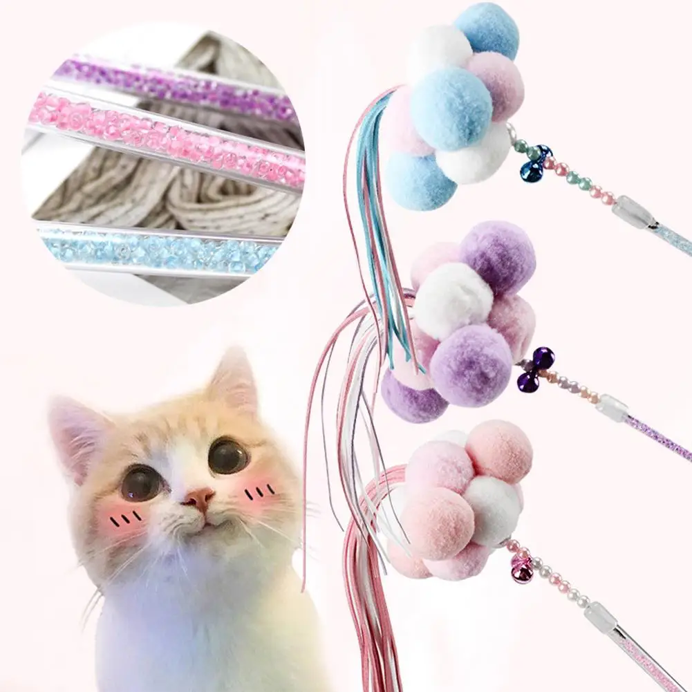 Питомец кошки Котенок Играть Укус игрушка помпон плюшевый мяч колокольчик кисточка Прорезыватель палочка