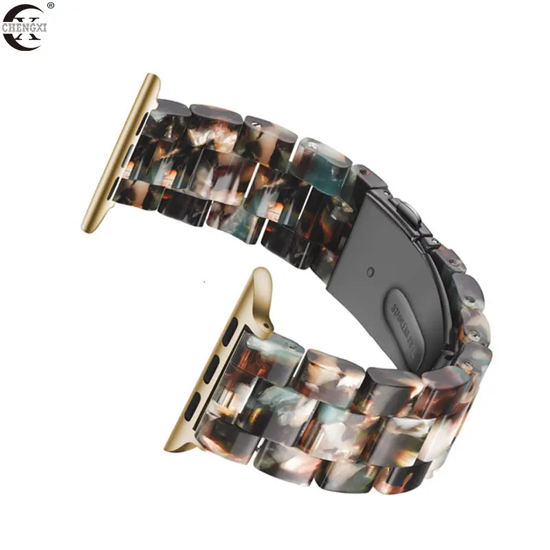 Blue-flower Ремешок из смолы для Apple Watch, ремешок серии 3, 2, 1, iwatch серии 5, 4, 42 мм, петля 38 мм, сменный Браслет 40 мм, 44 мм, аксессуары на цепочке - Цвет ремешка: Blue-flower
