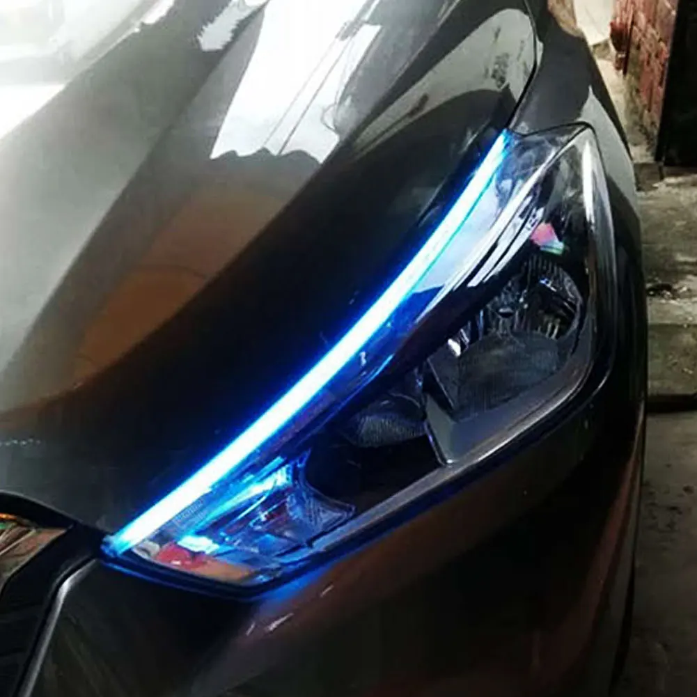 2 шт. водонепроницаемый автомобильный DRL светодиодные полосы дневные ходовые огни Поворотная сигнальная лампа декоративный светильник s для автомобиля светильник аксессуары для интерьера