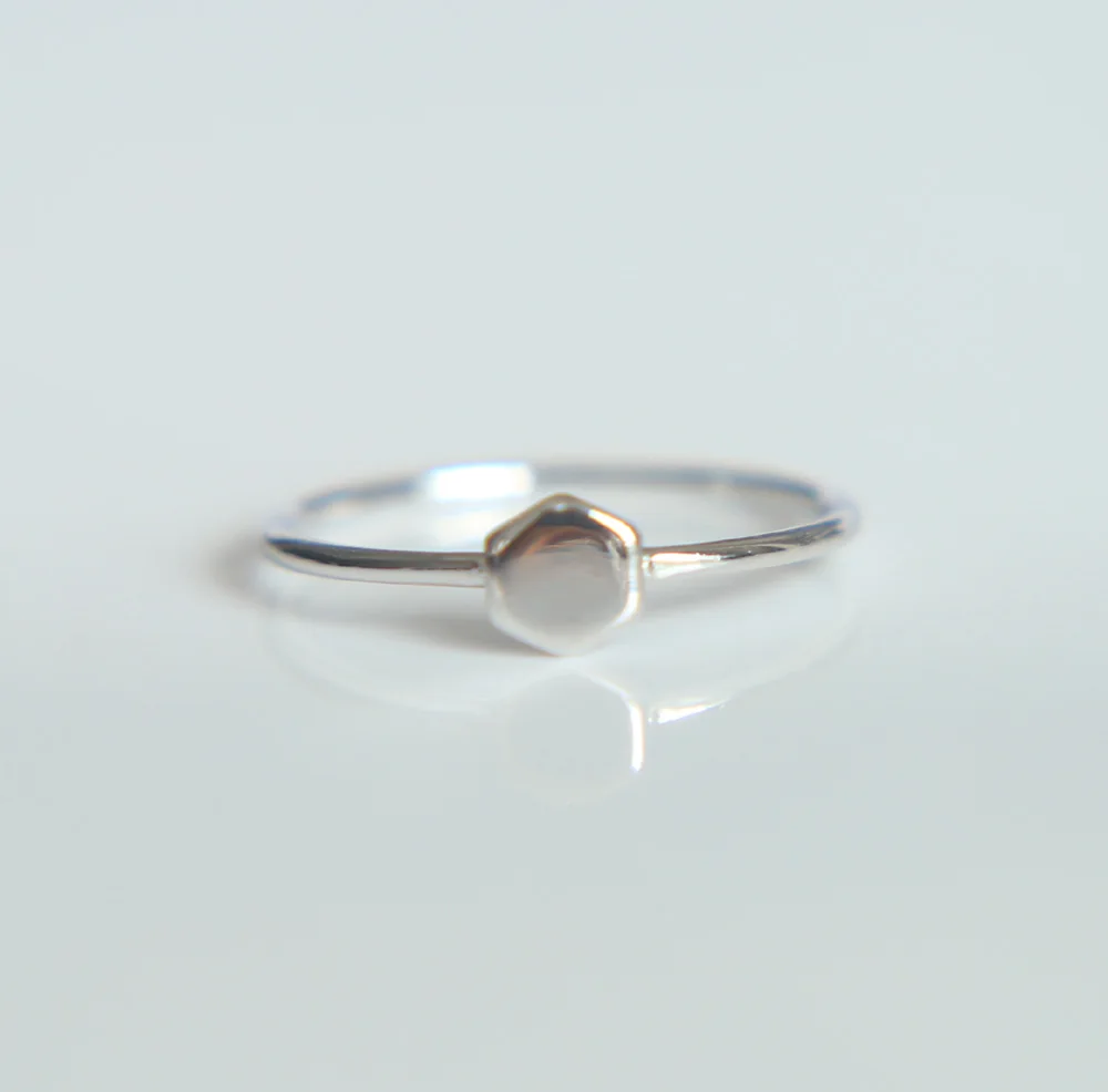 New Arrived Genuine 925 Silver simple thin band hexagon geometric no stone silver thin ring