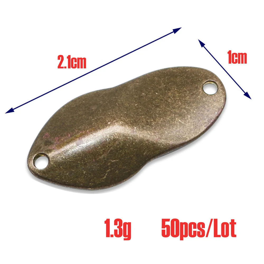 1.3g--50pcs Jerry 50 шт., 1,5 г, 2 г, 3 г, латунная Неокрашенная металлическая приманка, рыболовные приманки, микрозона, ложки для форели, ультралегкие безделушки - Цвет: 1.3g--50pcs