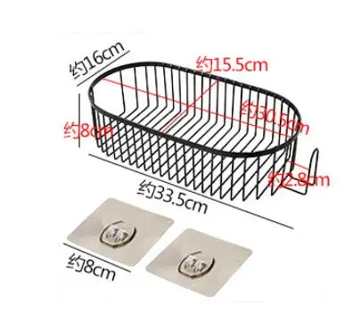 Free punching wrought iron bathroom shelf vanity bathroom wall hanging strong seamless stickers storage rack WF10111117