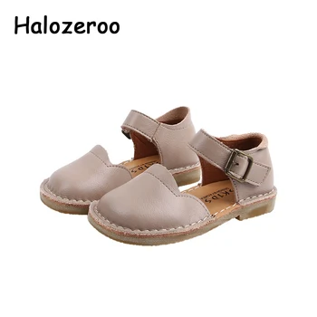 

Spring New Baby Girls Genuine Leather Shoes Kids Princess Flats Children Beige Brand Shoes Toddler Sweet Soft Shoes Mary Jane
