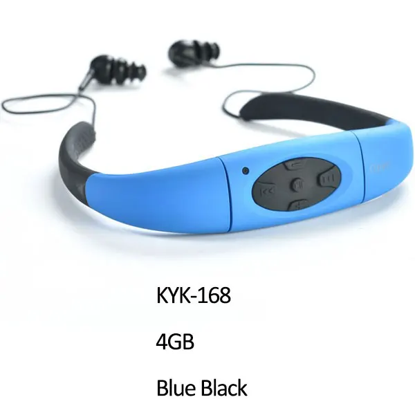Blue 4GB IPX8 водонепроницаемый MP3 плеер 8 Гб карта памяти плавание Bluetooth наушники подводный 10FT Спорт шейным гарнитура с FM радио - Цвет: Blue 4GB