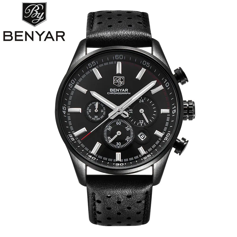 

BENYAR Luxury Brand Military Watch Men Quartz Analog Clock Leather Strap Clock Mens Sports Watches Army Relogio Masculino BBB