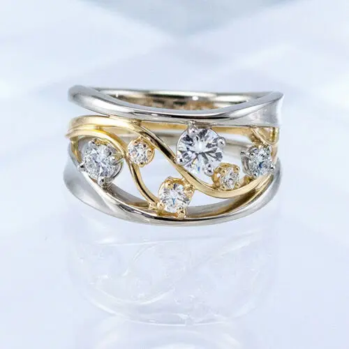 Two-tone Finger Ring Wedding Classic Zircon Tiny Knuckle Men Band Shiny Crystal Stone Supreme Artcraft Female Q4P789 | Украшения и