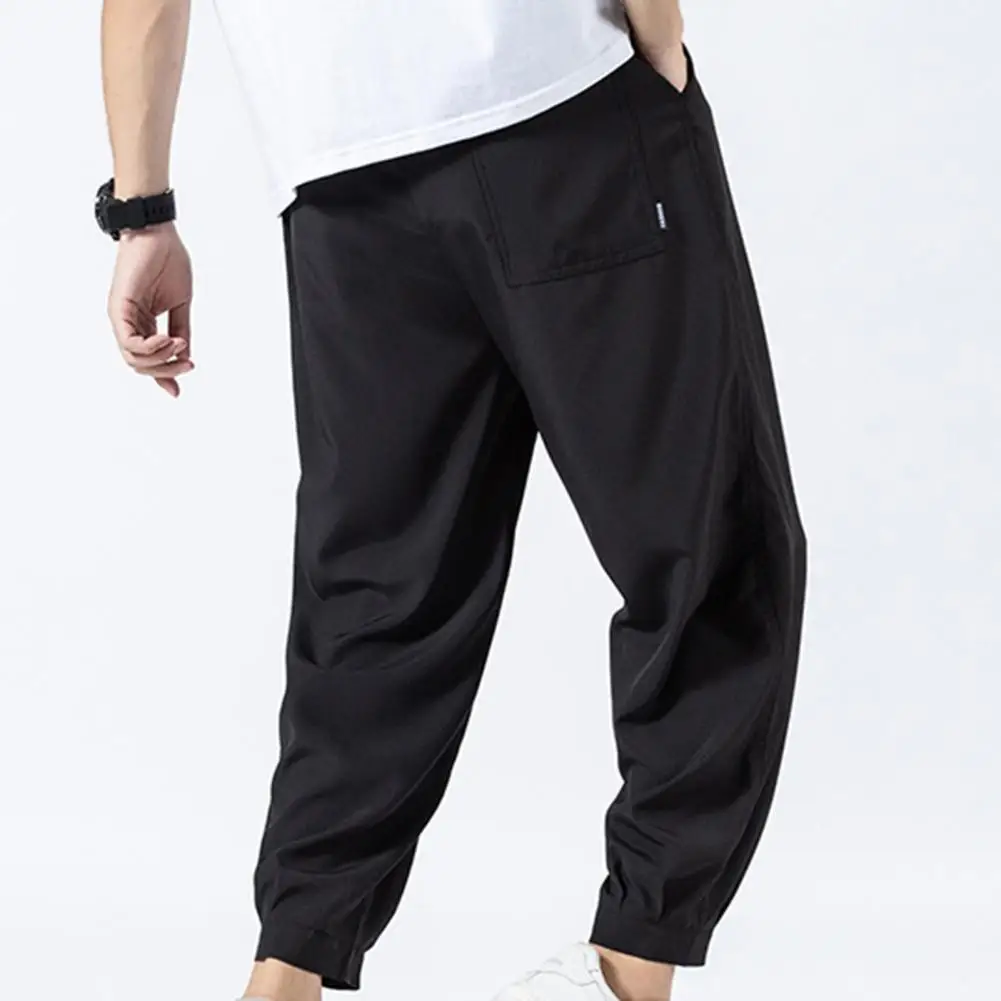 elephant harem pants Solid Color Men Pants Ankle-length Smooth Wide Leg Ankle Tied Oversize Pants Sweatpants harem pants men