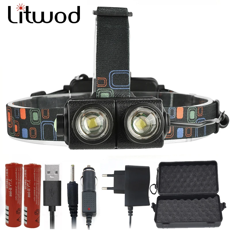 Litwod z202602 2 шт. CREE XM-L T6 светодиодный головной фонарь вспышка светильник Lanterna 4 модели светодиодный головной светильник налобный фонарь для кемпинга светильник