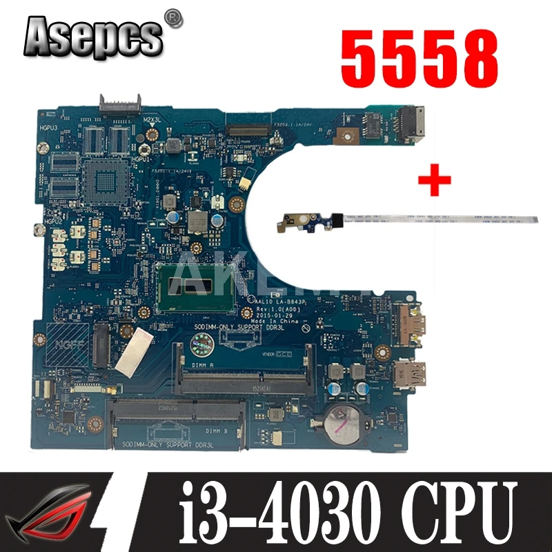Asepcs для dell inspiron 5558 5758 5458 материнская плата SR1EN i3 4030 cpu встроенный CN 0W45H6 W45H6 AAL10 LA B843P