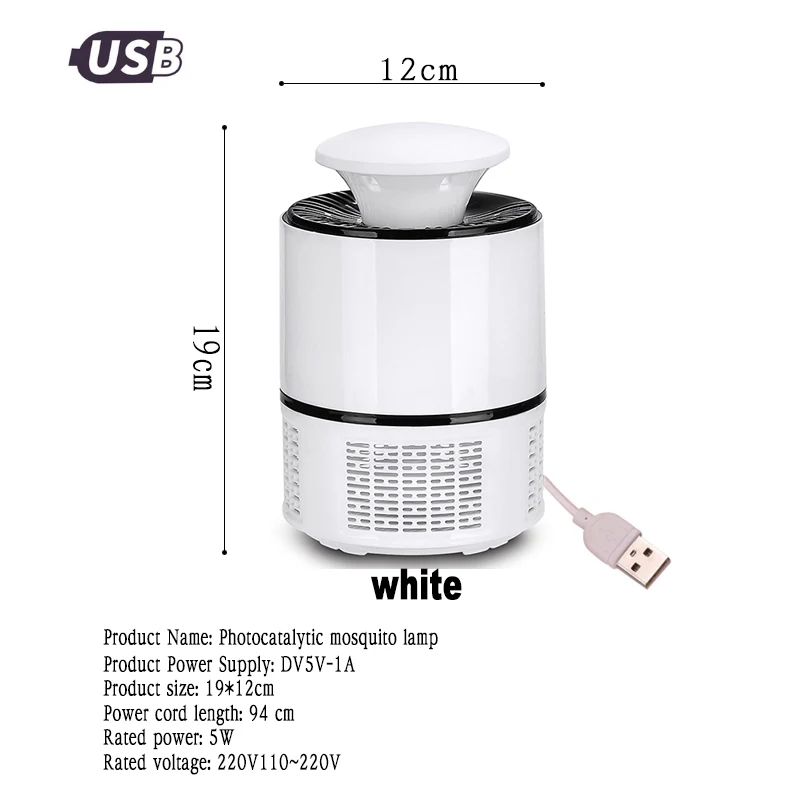 As picture white Лампа от комаров, USB светодиодный светильник, Электрический фотокатализатор, бесшумный, домашний, светодиодный, Zapper, насекомые, ловушка, без излучения, дизайн - Цвет: As picture white