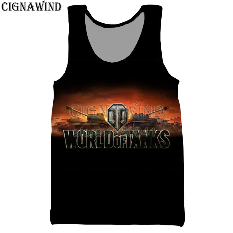 Новое поступление, модный топ на бретельках в стиле игры World Of Tanks, мужские и женские топы, Забавный 3D жилет с принтом, повседневные безрукавки унисекс