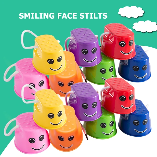 OCDAY 7 Colors 1pc Walk Stilt Jump Toy Plastic Smile Face Pattern Children Outdoor Fun Sports Balance Training Toy Best Gift 3