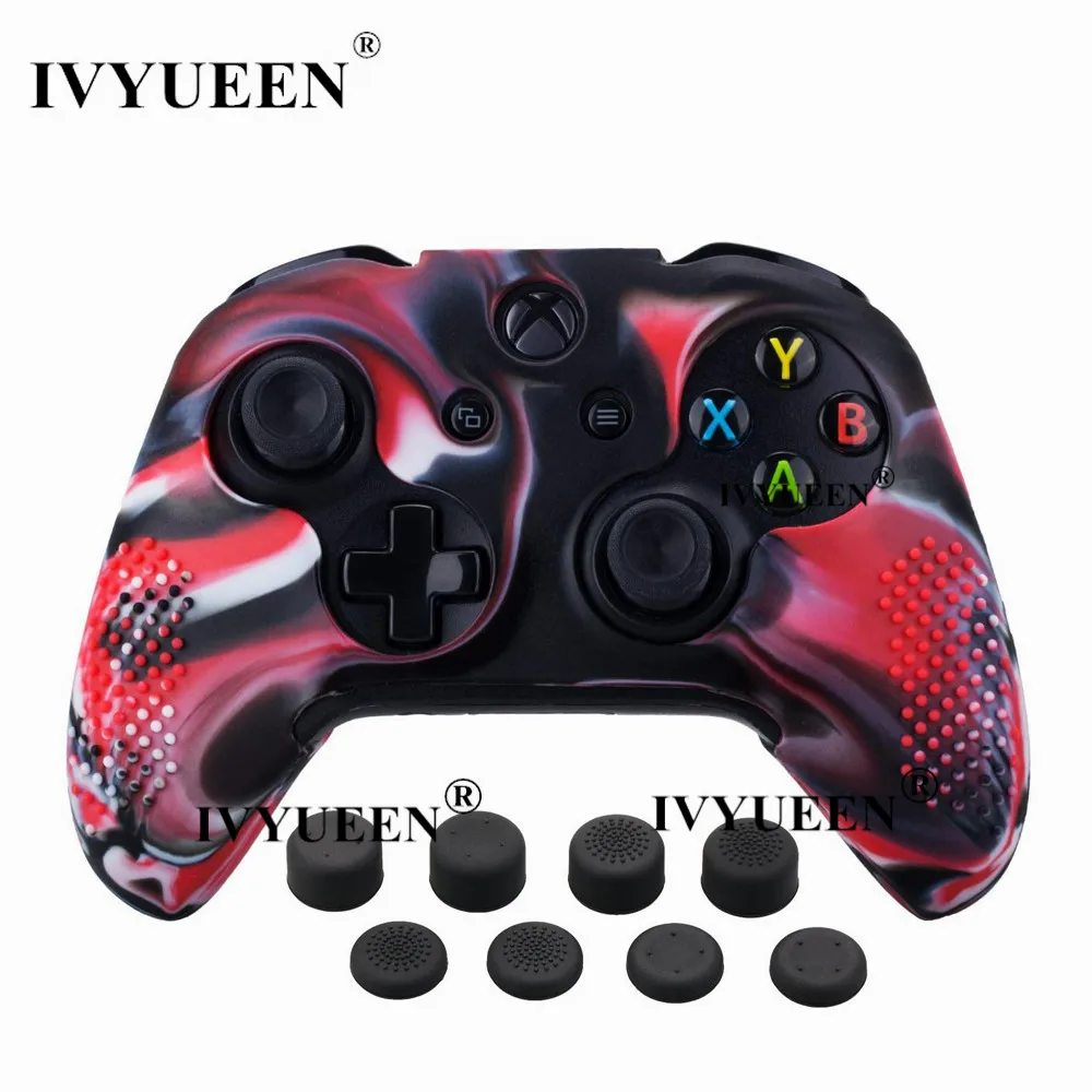 Red Camo Силиконовый чехол IVYUEEN 9 в 1 для Xbox One X S с контроллером+ 8 аналоговых джойстиков для джойстика X Box One X Slim - Цвет: Red Camo