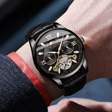 MOHDNE relojes multifuncionales impermeables para hombre, reloj de pulsera con espejo de cristal recubierto, mecánico, automático, estilo británico, Unisex